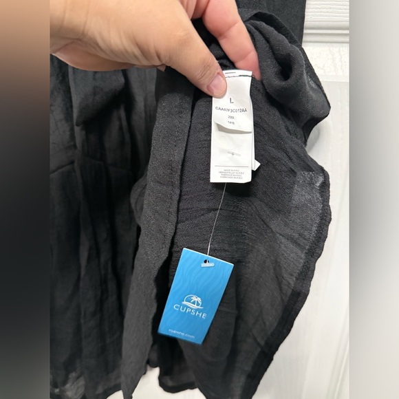 Cupshe Black Open Front Cover-Up Duster Kimono - Picture 4 of 6